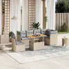 Image de vidaXL Salon de jardin avec coussins 7 pcs beige résine tressée