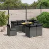 Image de vidaXL Salon de jardin 9 pcs avec coussins noir résine tressée
