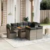 Image de vidaXL Salon de jardin 9 pcs avec coussins gris résine tressée