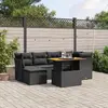 Image de vidaXL Salon de jardin 7 pcs avec coussins noir résine tressée