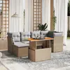 Image de vidaXL Salon de jardin avec coussins 7 pcs beige résine tressée