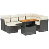 Image de vidaXL Salon de jardin 8 pcs avec coussins noir résine tressée