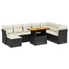 Image de vidaXL Salon de jardin 9 pcs avec coussins noir résine tressée