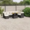 Image de vidaXL Salon de jardin 9 pcs avec coussins noir résine tressée