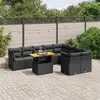 Image de vidaXL Salon de jardin 10 pcs avec coussins noir résine tressée