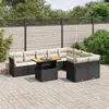 Image de vidaXL Salon de jardin 10 pcs avec coussins noir résine tressée