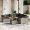 Image de vidaXL Salon de jardin avec coussins 10 pcs gris résine tressée
