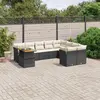 Image de vidaXL Salon de jardin 10 pcs avec coussins noir résine tressée