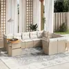 Image de vidaXL Salon de jardin avec coussins 10 pcs beige résine tressée
