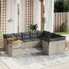 Image de vidaXL Salon de jardin avec coussins 10 pcs gris résine tressée