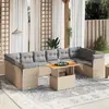 Image de vidaXL Salon de jardin 11 pcs avec coussins beige résine tressée