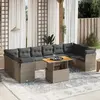Image de vidaXL Salon de jardin 11 pcs avec coussins gris résine tressée