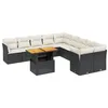 Image de vidaXL Salon de jardin 11 pcs avec coussins noir résine tressée