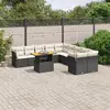 Image de vidaXL Salon de jardin 11 pcs avec coussins noir résine tressée