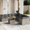Image de vidaXL Salon de jardin 11 pcs avec coussins gris résine tressée