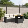 Image de vidaXL Salon de jardin 5 pcs avec coussins noir résine tressée