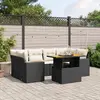 Image de vidaXL Salon de jardin 7 pcs avec coussins noir résine tressée