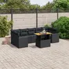 Image de vidaXL Salon de jardin 8 pcs avec coussins noir résine tressée