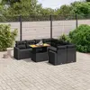 Image de vidaXL Salon de jardin 9 pcs avec coussins noir résine tressée