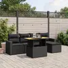 Image de vidaXL Salon de jardin 6 pcs avec coussins noir résine tressée