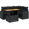 Image de vidaXL Salon de jardin 5 pcs avec coussins noir résine tressée