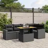 Image de vidaXL Salon de jardin 6 pcs avec coussins noir résine tressée