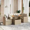 Image de vidaXL Salon de jardin avec coussins 6 pcs beige résine tressée