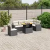Image de vidaXL Salon de jardin 7 pcs avec coussins noir résine tressée