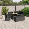 Image de vidaXL Salon de jardin 9 pcs avec coussins noir résine tressée