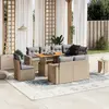 Image de vidaXL Salon de jardin avec coussins 9 pcs beige résine tressée