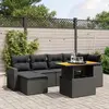 Image de vidaXL Salon de jardin 7 pcs avec coussins noir résine tressée