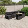Image de vidaXL Salon de jardin 8 pcs avec coussins noir résine tressée