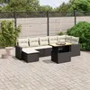 Image de vidaXL Salon de jardin 8 pcs avec coussins noir résine tressée