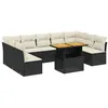 Image de vidaXL Salon de jardin 10 pcs avec coussins noir résine tressée