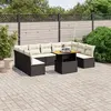 Image de vidaXL Salon de jardin 10 pcs avec coussins noir résine tressée