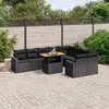 Image de vidaXL Salon de jardin 10 pcs avec coussins noir résine tressée