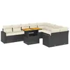 Image de vidaXL Salon de jardin 10 pcs avec coussins noir résine tressée