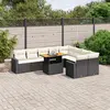 Image de vidaXL Salon de jardin 10 pcs avec coussins noir résine tressée