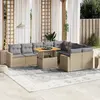 Image de vidaXL Salon de jardin avec coussins 10 pcs beige résine tressée