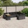 Image de vidaXL Salon de jardin 10 pcs avec coussins noir résine tressée