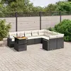 Image de vidaXL Salon de jardin 10 pcs avec coussins noir résine tressée