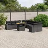 Image de vidaXL Salon de jardin 11 pcs avec coussins noir résine tressée