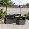 Image de vidaXL Salon de jardin 5 pcs avec coussins noir résine tressée