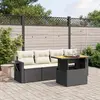 Image de vidaXL Salon de jardin 5 pcs avec coussins noir résine tressée