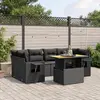 Image de vidaXL Salon de jardin 7 pcs avec coussins noir résine tressée