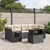 Image de vidaXL Salon de jardin 7 pcs avec coussins noir résine tressée