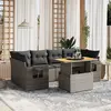 Image de vidaXL Salon de jardin avec coussins 7 pcs gris résine tressée