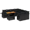 Image de vidaXL Salon de jardin 9 pcs avec coussins noir résine tressée