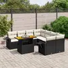 Image de vidaXL Salon de jardin 9 pcs avec coussins noir résine tressée