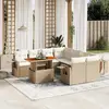 Image de vidaXL Salon de jardin avec coussins 9 pcs beige résine tressée